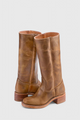 Tall pull-on boots with rounded toes and low block heels