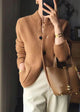 Women's textured knit button-front cardigan with long sleeves and patch pockets