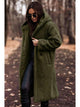 Women's longline hooded teddy coat with long sleeves and front pockets