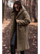 Women's longline hooded teddy coat with long sleeves and front pockets