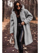 Women's longline hooded teddy coat with long sleeves and front pockets
