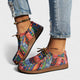 Printed Canvas Lace-Up Sneakers for Women, Flatform Sole