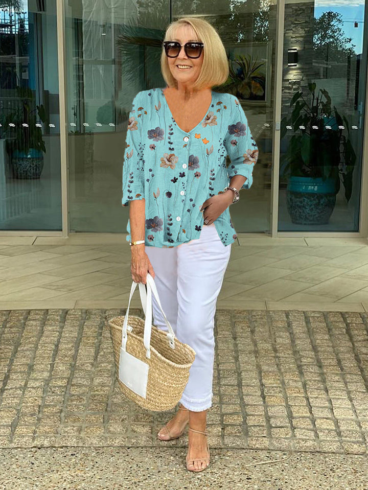 Women's Floral Blouse in Blue | Bellmere