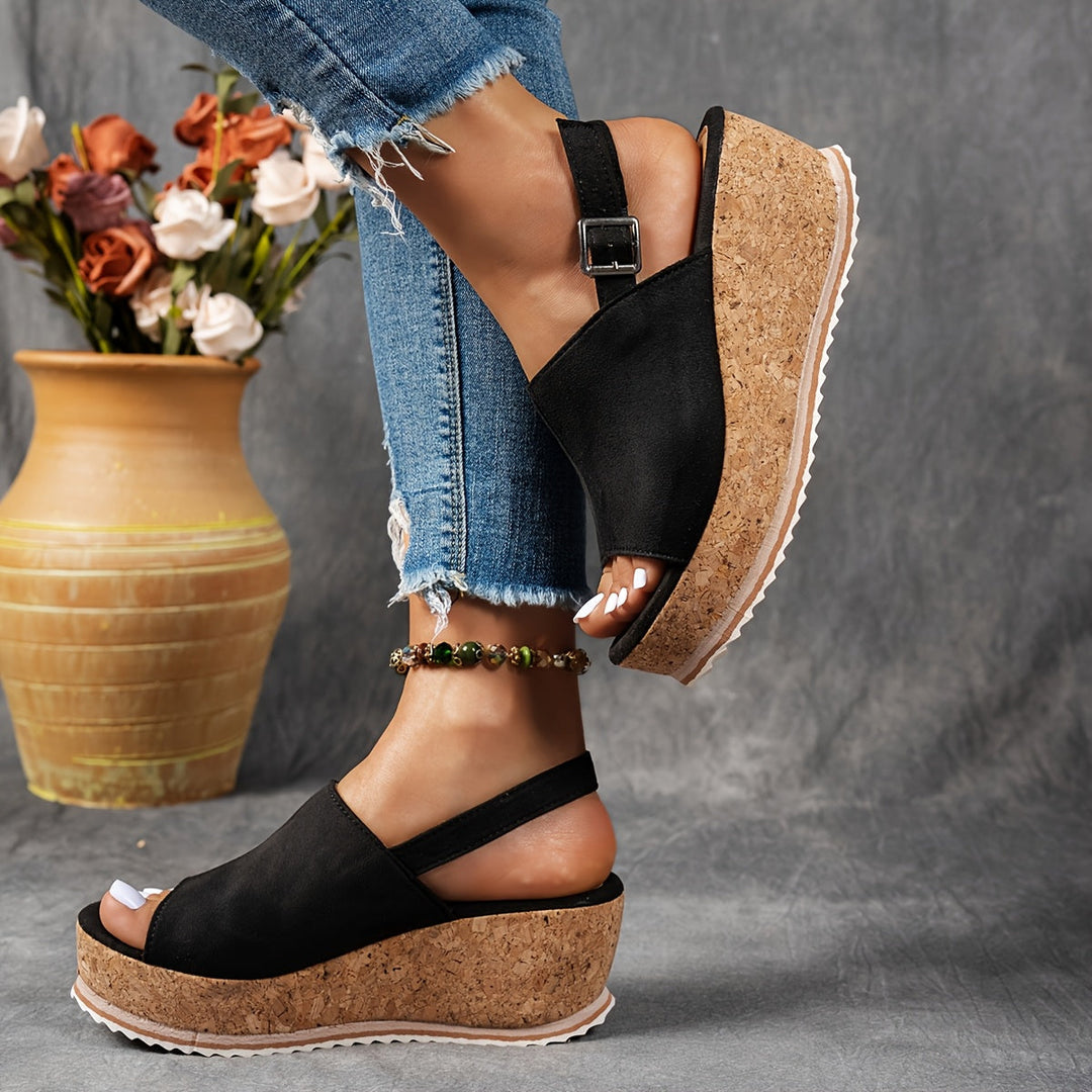 Ilaria | Women's Platform Buckle Sandals - EVA shock absorbing sole