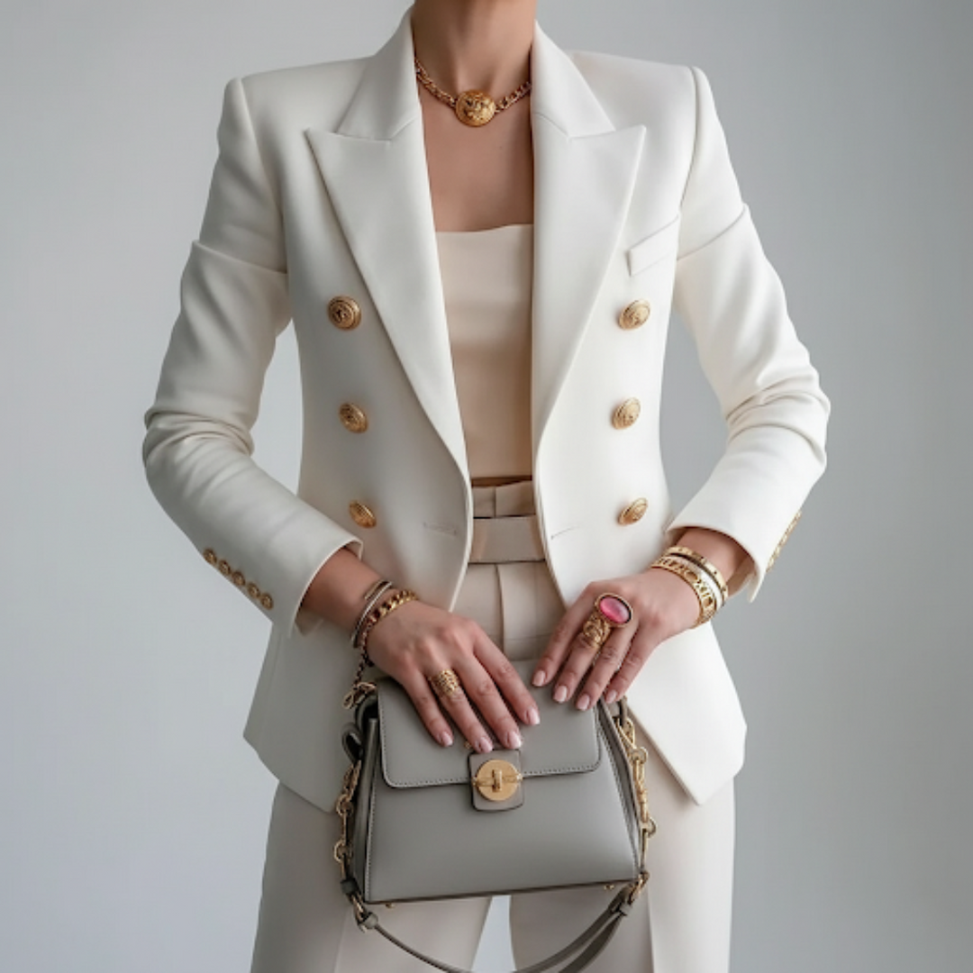 Women's double-breasted tailored blazer with lapels