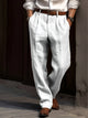 Men's pleated straight-leg trousers with belt loops and side pockets
