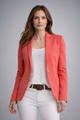 Women's single button blazer with notched lapels in light blue