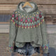 Women's geometric patterned hooded knit hoodie with long sleeves
