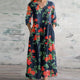 Retro Floral Maxi Dress in Light Blue - View 4 | Bellmere