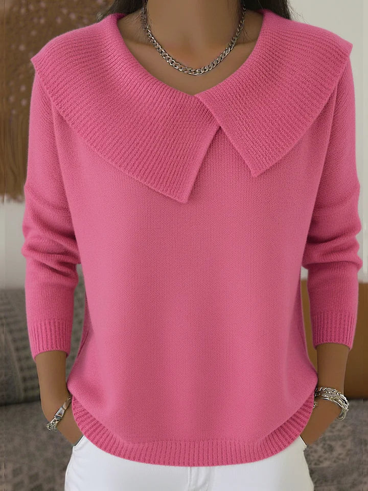 Women's wide lapel sweater with long sleeves