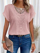 Women's Round Neck Lace Top in Beige - View 5 | Bellmere