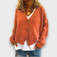 Women's V-neck knit cardigan with long sleeves and button front