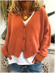 Women's V-neck knitted cardigan with long sleeves and button front