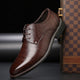 Men's pointed toe lace-up Oxford shoes with curved panel detailing