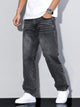 Men's straight fit full-length jeans with a mid-rise waist and front pockets