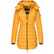 Women's longline quilted hooded jacket with zip front