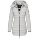 Women's longline quilted hooded jacket with zip front