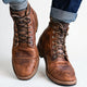 Men's vintage textured lace-up ankle boots with round toes and low heels