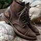 Men's vintage textured lace-up ankle boots with round toes and low heels