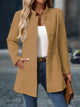 Women's longline jacket with Mandarin collar, button front, long sleeves and side pockets