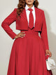 Women's cropped solid blazer with notched lapels and long sleeves