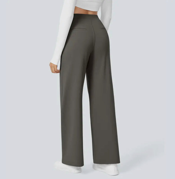 Women's high-waisted wide-leg trousers with side pockets