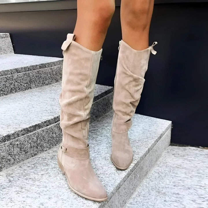 Women's Leather Boots in Beige - View 3 | Bellmere