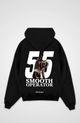 Oversized graphic hoodie with hood, ribbed trims and racing back print