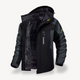 Men's hooded winter jacket with fleece lining and contrasting panels
