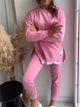 Women's long-sleeve crew-neck sweatshirt and tapered jogger two-piece set
