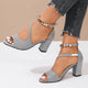Rosalind | Women's Open Toe Block Heel Ankle Strap Sandals Chain