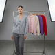 Women's V-neck button front cardigan with long sleeves and ribbed trim