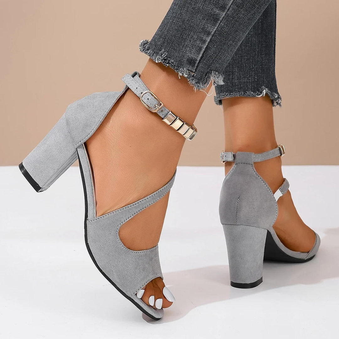 Rosalind | Women's Open Toe Block Heel Ankle Strap Sandals Chain