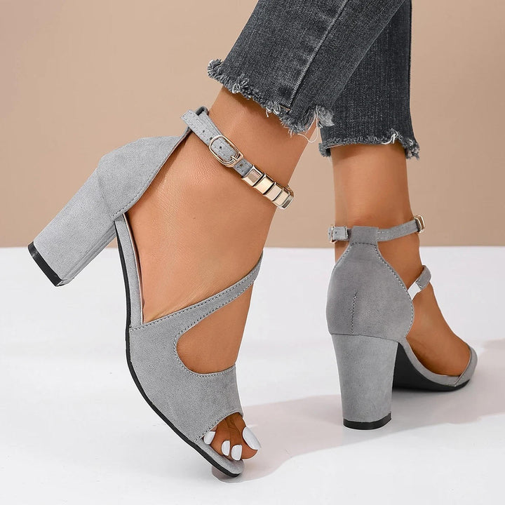 Rosalind | Women's Open Toe Block Heel Ankle Strap Sandals Chain