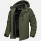 Men's hooded winter parka with fleece lining, zip front and long sleeves