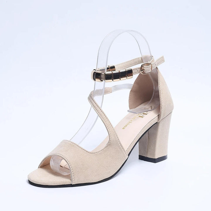 Rosalind | Women's Open Toe Block Heel Ankle Strap Sandals Chain
