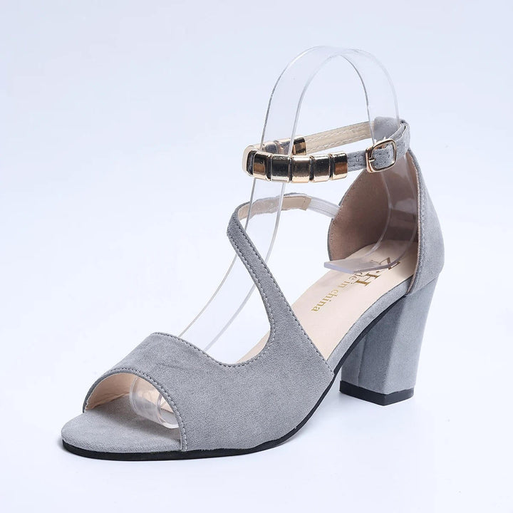 Rosalind | Women's Open Toe Block Heel Ankle Strap Sandals Chain