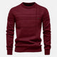 Men's long-sleeve crew neck sweater with horizontal textured stripes and ribbed trims