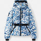 Women's belted quilted ski puffer jacket with hood and cropped hem