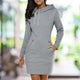 Women's hooded knee-length sweatshirt dress with pockets