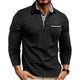 Long sleeve polo shirt with checked contrast collar and chest trim