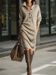 Women's Chic Sweater Dress in Yellow - View 3 | Bellmere