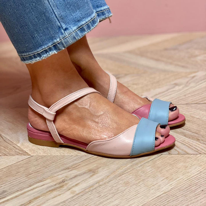 Aurelia | Women's Asymmetrical Pink Color Block Sandals