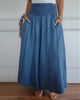 Women's Elastic Waist Pants in Blue (Almost Out Of Stock) | Bellmere