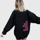 Women's oversized pullover hoodie with hood, long sleeves and stacked back text print