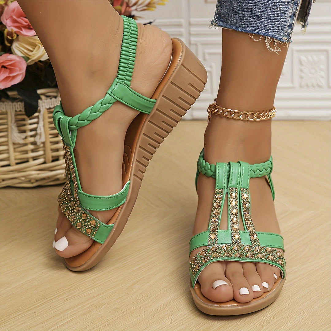 Karima | Women's Wedge Sandals Shimmer, shine, and step into something special
