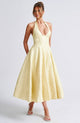 Halter Neck Jacquard Midi Dress for Women, A-Line Skirt