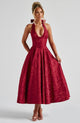 Halter Neck Jacquard Midi Dress for Women, A-Line Skirt