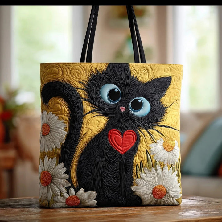 Women's quilted tote bag with colourful floral and graphic print