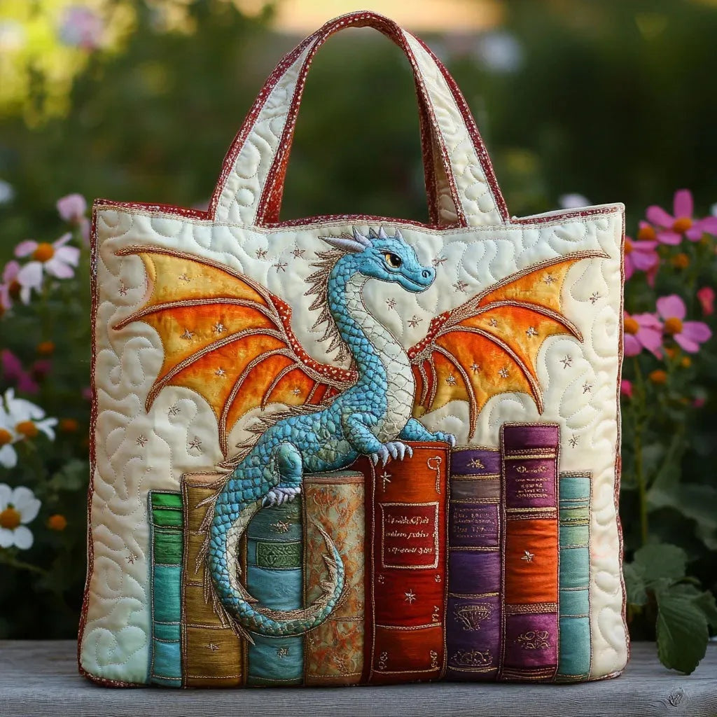 Women's quilted tote bag with colourful floral and graphic print